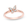 Thumbnail Image 2 of Convertibilities 1/6 CT. T.W. Diamond Butterfly Three-in-One Ring in Sterling Silver and 10K Rose Gold