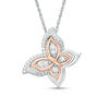 Thumbnail Image 1 of Convertibilities 1/8 CT. T.W. Diamond Tilted Butterfly Pendant in Sterling Silver and 10K Rose Gold