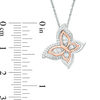 Thumbnail Image 2 of Convertibilities 1/8 CT. T.W. Diamond Tilted Butterfly Pendant in Sterling Silver and 10K Rose Gold
