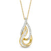 Thumbnail Image 1 of 1/3 CT. T.W. Baguette and Round Diamond Double Teardrop Pendant in 10K Gold