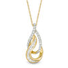 Thumbnail Image 0 of 1/3 CT. T.W. Baguette and Round Diamond Double Teardrop Pendant in 10K Gold