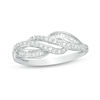 Thumbnail Image 1 of 1/3 CT. T.W. Baguette and Round Diamond Crossover Ring in 10K White Gold