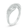 Thumbnail Image 2 of 1/3 CT. T.W. Baguette and Round Diamond Crossover Ring in 10K White Gold