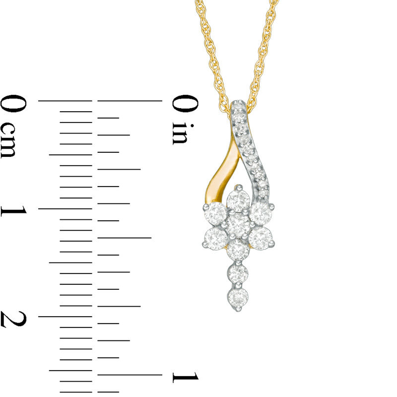 Main Image 2 of 1/4 CT. T.W. Diamond Star Cluster Teardrop Pendant in 10K Gold