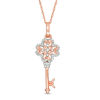 Thumbnail Image 1 of 1/10 CT. T.W. Diamond Clover-Top Key Pendant in 10K Rose Gold