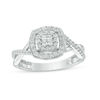Thumbnail Image 1 of 1/2 CT. T.W. Quad Princess-Cut Diamond Double Frame Twist Vintage-Style Ring in 10K White Gold