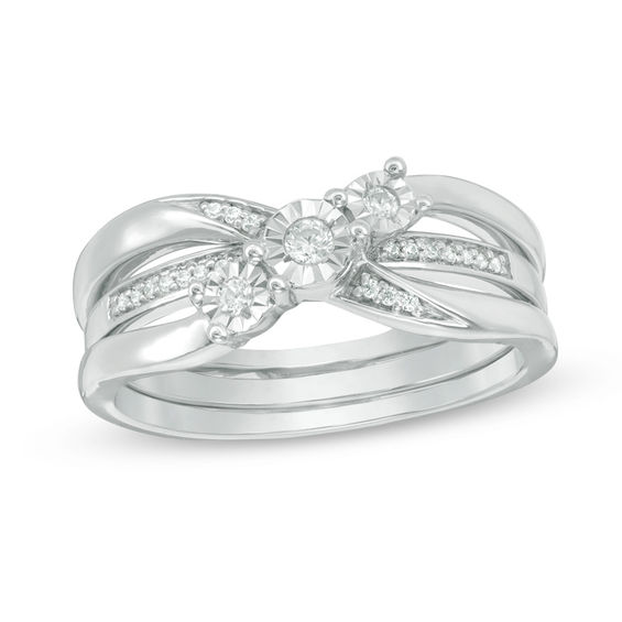 Convertibilities 1/10 CT. T.w. Diamond Crossover Three-in-One Ring in Sterling Silver