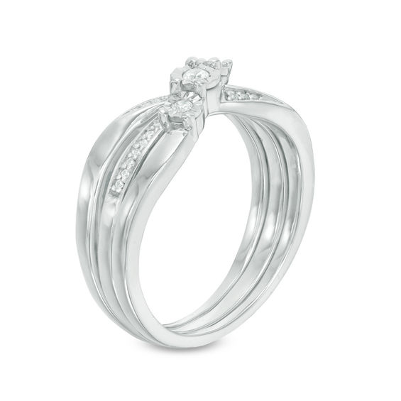 Convertibilities 1/10 CT. T.w. Diamond Crossover Three-in-One Ring in Sterling Silver