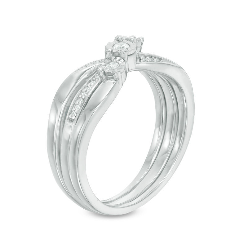 Main Image 2 of Convertibilities 1/10 CT. T.W. Diamond Crossover Three-in-One Ring in Sterling Silver