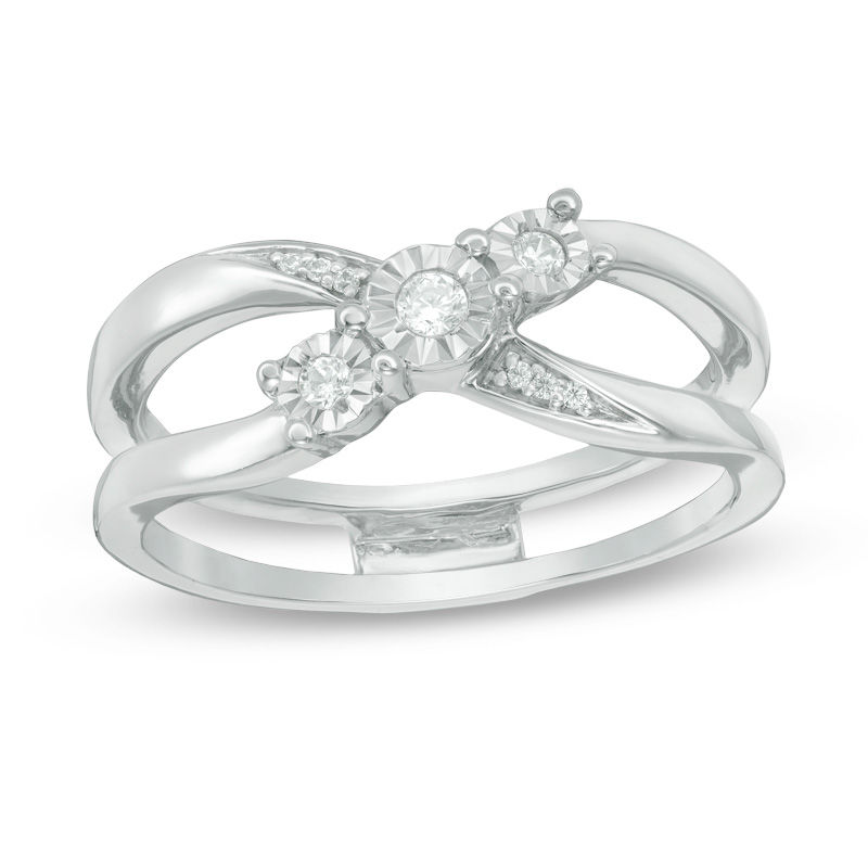 Main Image 3 of Convertibilities 1/10 CT. T.W. Diamond Crossover Three-in-One Ring in Sterling Silver