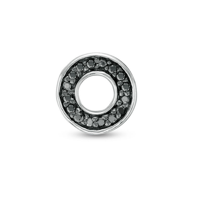 Main Image 1 of 1/20 CT. T.W. Black Diamond "O" Single Stud Earring in Sterling Silver