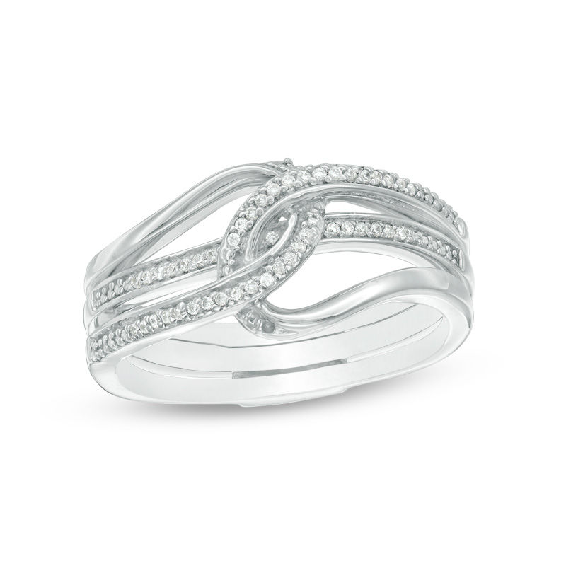 Main Image 1 of Convertibilities 1/10 CT. T.W. Diamond Interlocking Loops Three-in-One Ring in Sterling Silver