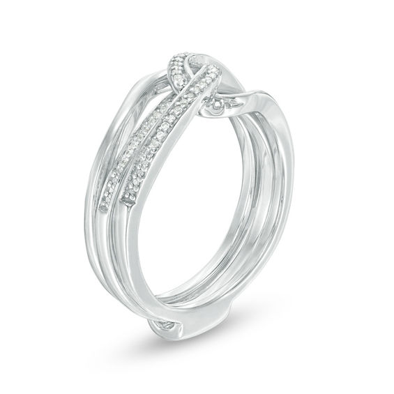 Convertibilities 1/10 CT. T.w. Diamond Interlocking Loops Three-in-One Ring in Sterling Silver