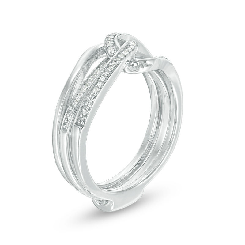 Main Image 2 of Convertibilities 1/10 CT. T.W. Diamond Interlocking Loops Three-in-One Ring in Sterling Silver