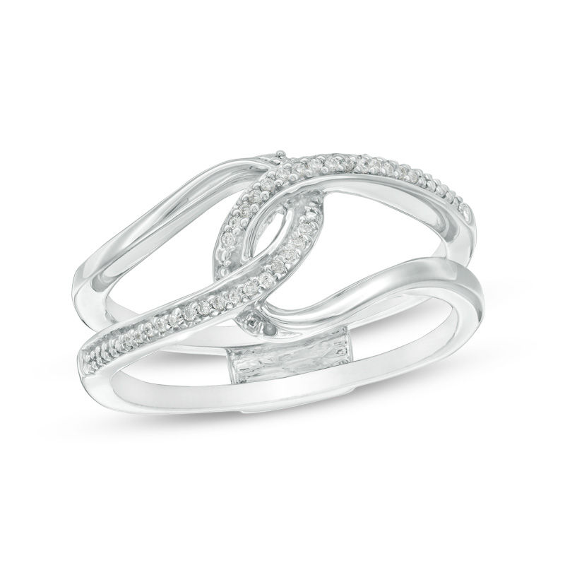 Main Image 3 of Convertibilities 1/10 CT. T.W. Diamond Interlocking Loops Three-in-One Ring in Sterling Silver