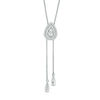 Thumbnail Image 1 of 1/5 CT. T.W. Diamond Double Pear-Shaped Lariat Bolo Necklace in Sterling Silver - 26"