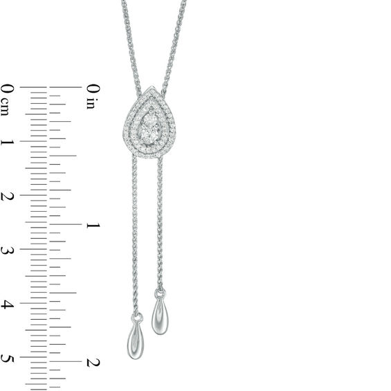 1/5 CT. T.w. Diamond Double Pear-Shaped Lariat Bolo Necklace in Sterling Silver - 26"