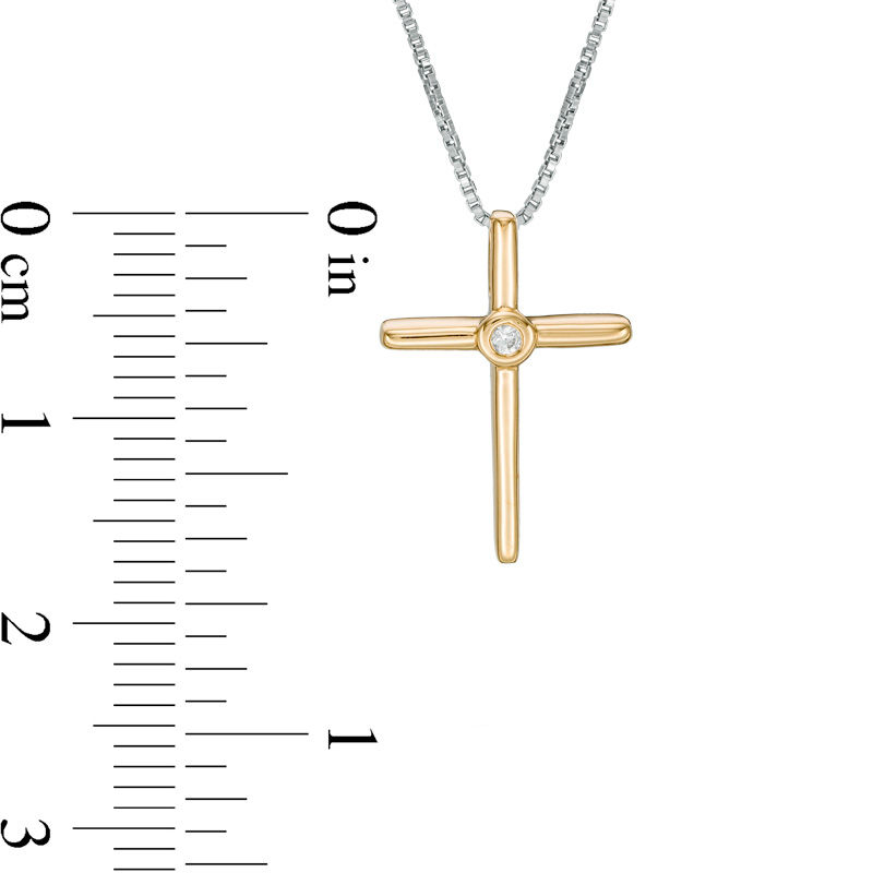 Main Image 2 of Convertibilities 1/8 CT. T.W. Diamond Cross Three-in-One Pendant in Sterling Silver and 10K Gold