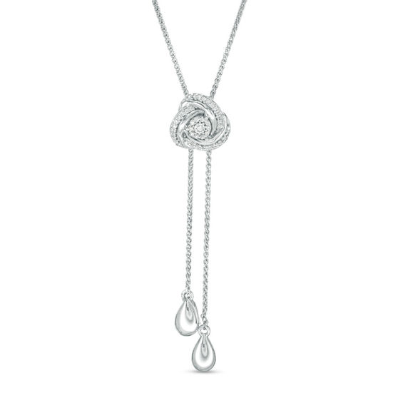 1/8 CT. T.w. Diamond Love Knot Lariat Bolo Necklace in Sterling Silver - 26"