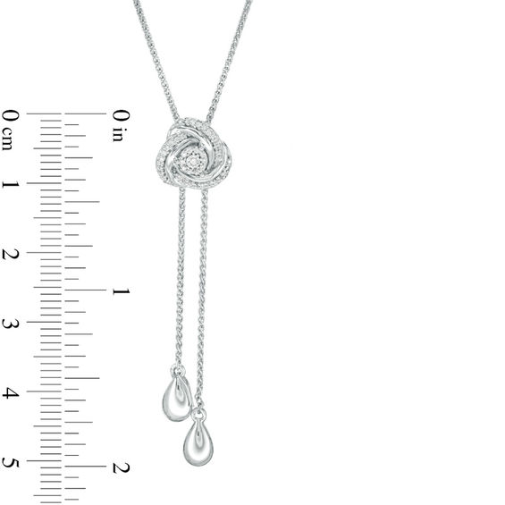 1/8 CT. T.w. Diamond Love Knot Lariat Bolo Necklace in Sterling Silver - 26"