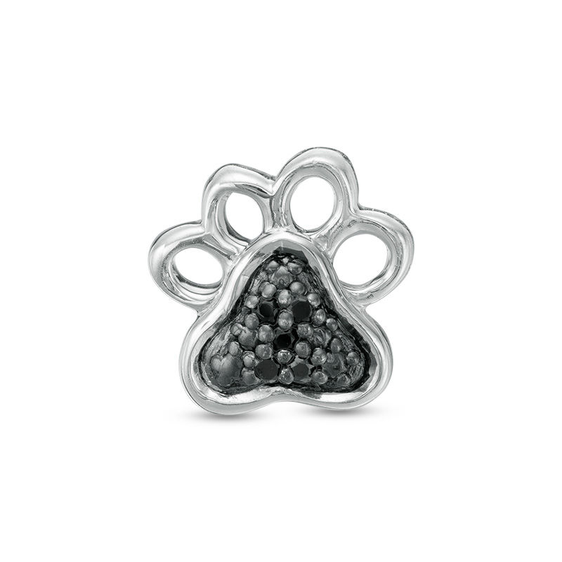 Main Image 1 of 1/20 CT. T.W. Black Diamond Dog Paw Single Stud Earring in Sterling Silver