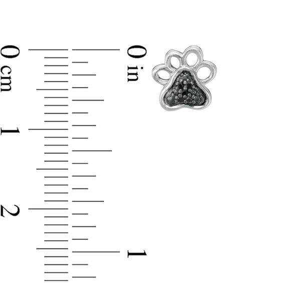 1/20 CT. T.w. Black Diamond Dog Paw Single Stud Earring in Sterling Silver