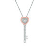 Thumbnail Image 1 of Convertibilities 1/20 CT. T.W. Diamond Heart-Top Key and Lock Three-in-One Pendant in Sterling Silver and 10K Rose Gold