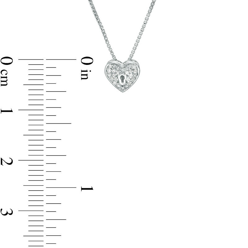 Main Image 2 of Convertibilities 1/20 CT. T.W. Diamond Heart-Top Key and Lock Three-in-One Pendant in Sterling Silver and 10K Rose Gold