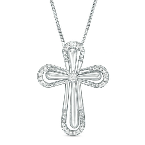 Convertibilities 1/20 CT. T.w. Diamond Cross Three-in-One Pendant in Sterling Silver