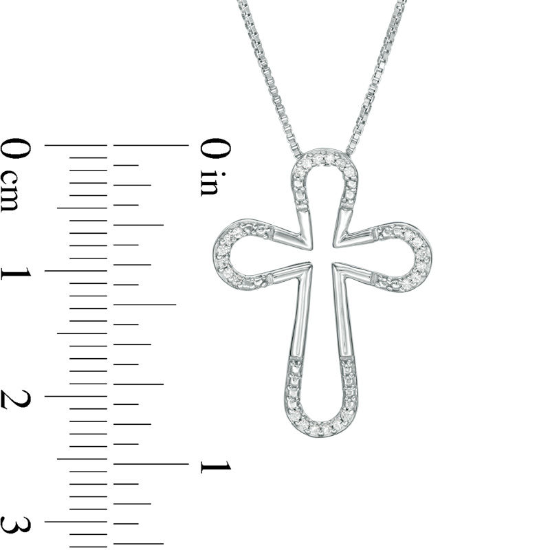 Main Image 3 of Convertibilities 1/20 CT. T.W. Diamond Cross Three-in-One Pendant in Sterling Silver