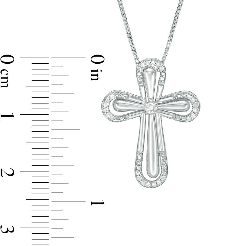Main Image 4 of Convertibilities 1/20 CT. T.W. Diamond Cross Three-in-One Pendant in Sterling Silver
