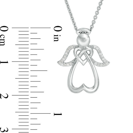 1/20 CT. T.w. Diamond Double Heart Angel Pendant in Sterling Silver