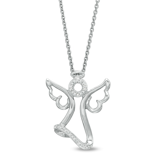 Diamond Accent Angel Pendant in Sterling Silver