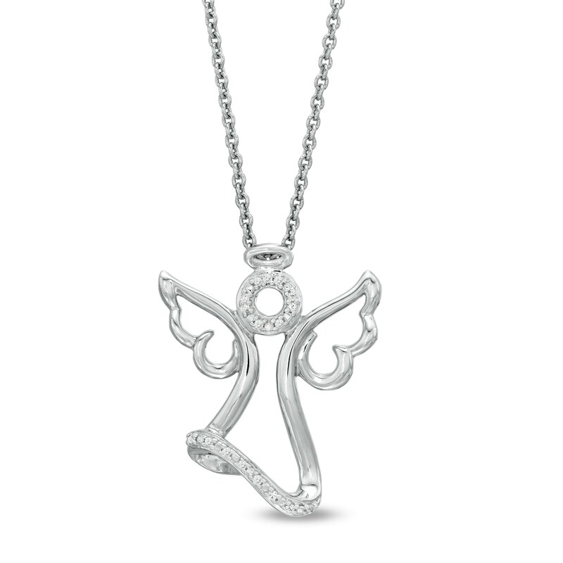 Main Image 1 of Diamond Accent Angel Pendant in Sterling Silver