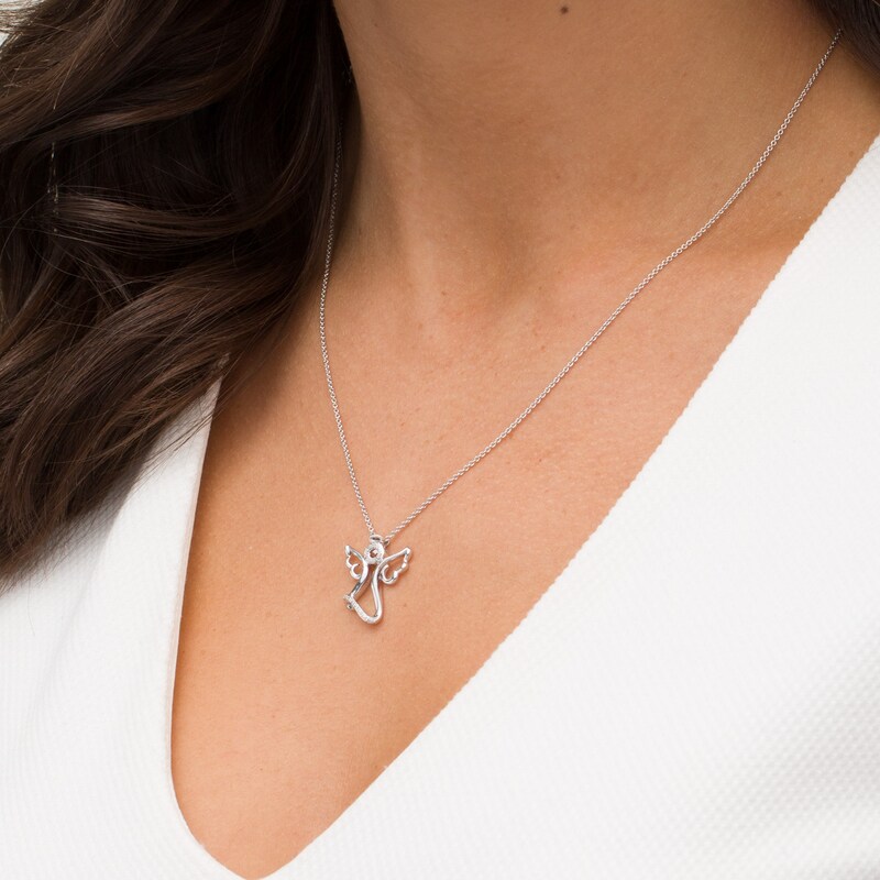 Main Image 2 of Diamond Accent Angel Pendant in Sterling Silver