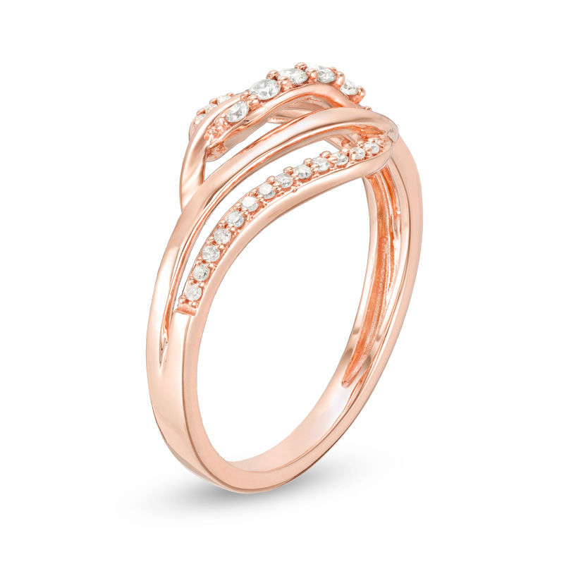 1/5 CT. T.W. Diamond Crossover Ring in 10K Rose Gold