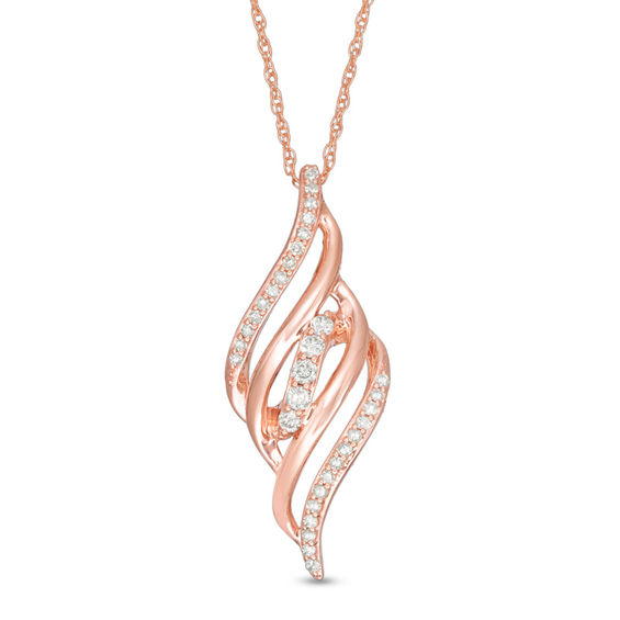 1/5 CT. T.w. Diamond Flame Pendant in 10K Rose Gold