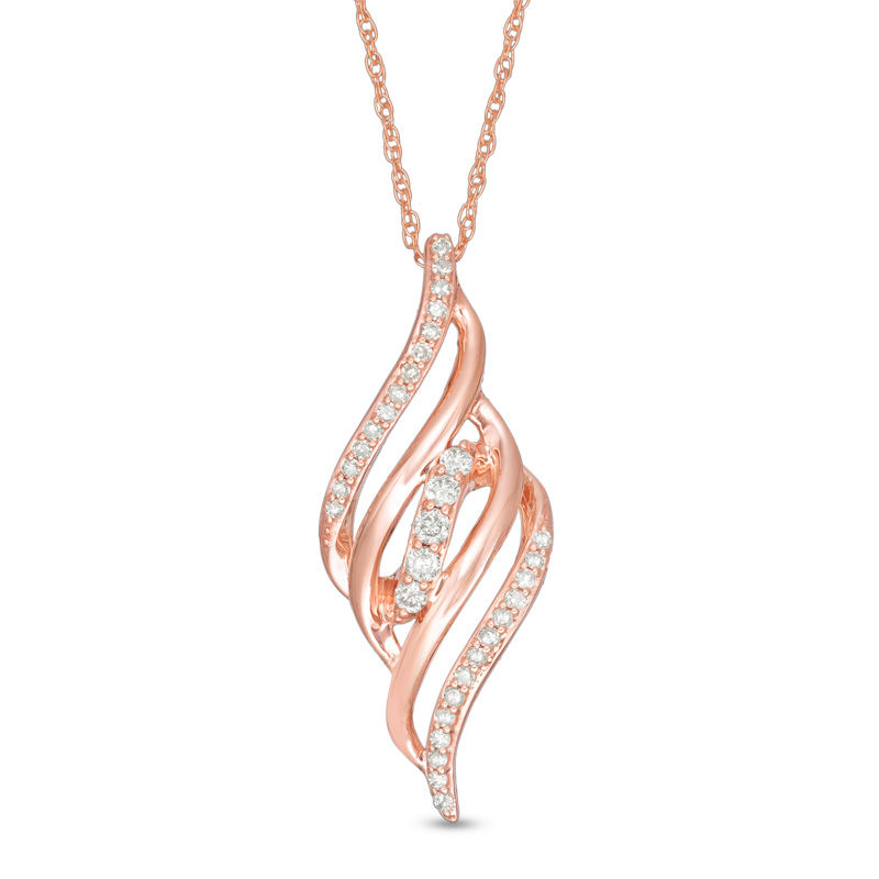 Main Image 1 of 1/5 CT. T.W. Diamond Flame Pendant in 10K Rose Gold