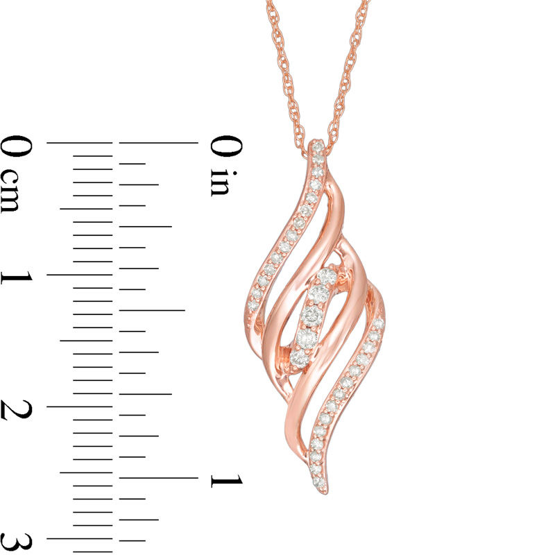 1/5 CT. T.W. Diamond Flame Pendant in 10K Rose Gold