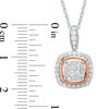 Thumbnail Image 2 of 1/2 CT. T.W. Quad Princess-Cut Diamond Double Frame Vintage-Style Pendant in 10K Two-Tone Gold