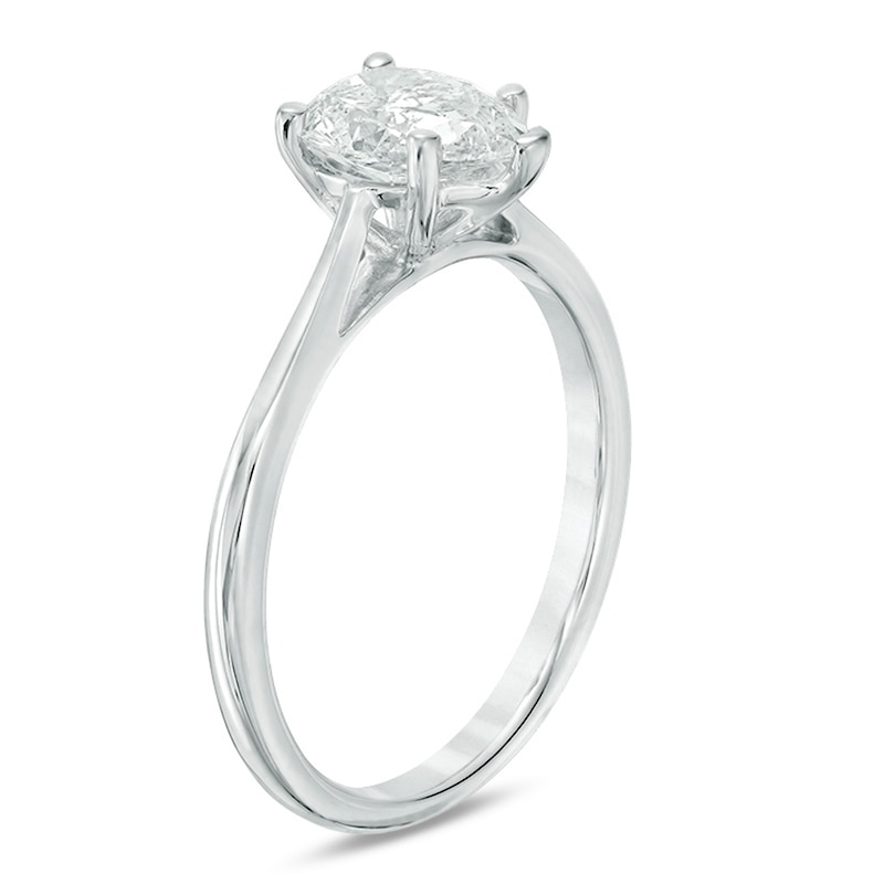 1 CT. Certified Pear-Shaped Diamond Solitaire Engagement Ring in 14K White Gold (I/I2)