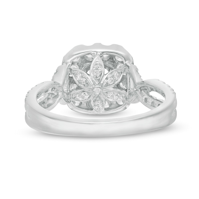 Main Image 5 of Love's Destiny by Zales 2 CT. T.W. Certified Diamond Cushion Frame Twist Shank Bridal Set in 14K White Gold (I/SI2)
