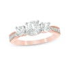 Thumbnail Image 1 of Lab-Created White Sapphire Three Stone Engagement Ring in 10K Rose Gold
