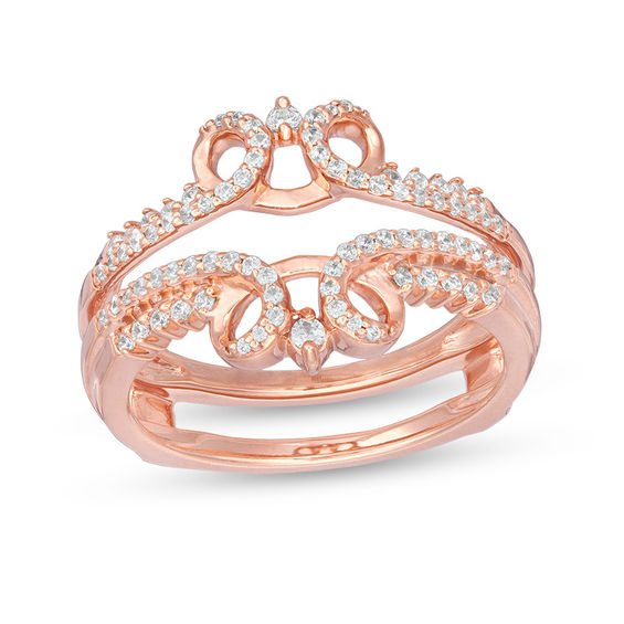 1/3 CT. T.w. Diamond Double Crown Solitaire Enhancer in 14K Rose Gold