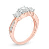 Thumbnail Image 1 of Lab-Created White Sapphire Three Stone Engagement Ring in 10K Rose Gold