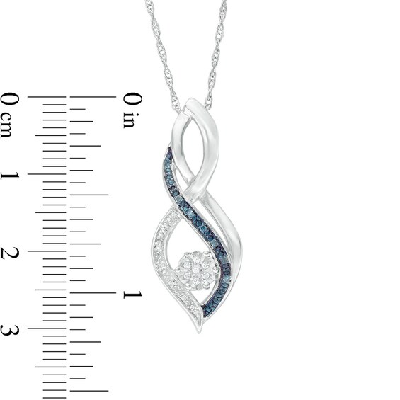 Enhanced Blue and White Composite Diamond Accent Infinity Pendant in Sterling Silver