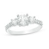 Thumbnail Image 1 of Lab-Created White Sapphire Three Stone Ring in 10K White Gold