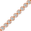 Thumbnail Image 1 of 1/10 CT. T.W. Diamond Circle Tennis Bracelet in Sterling Silver with 14K Rose Gold Plate - 7.25"