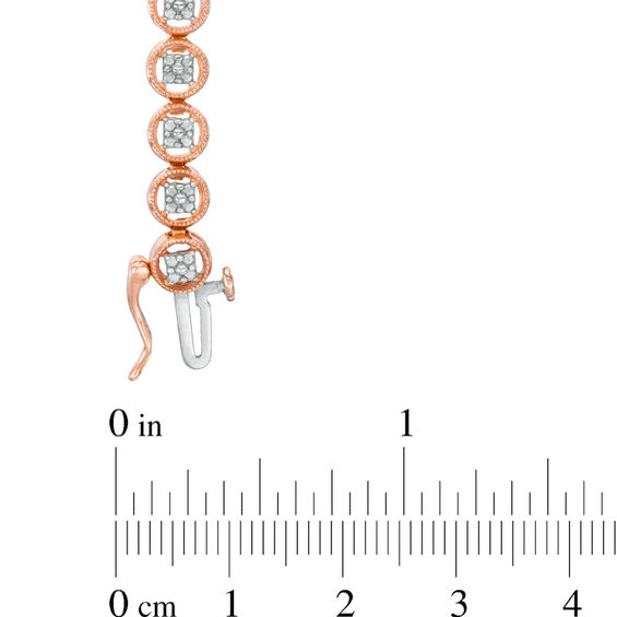 1/10 CT. T.w. Diamond Circle Tennis Bracelet in Sterling Silver with 14K Rose Gold Plate - 7.25"