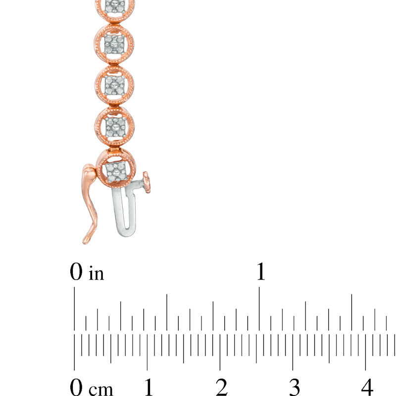 Main Image 4 of 1/10 CT. T.W. Diamond Circle Tennis Bracelet in Sterling Silver with 14K Rose Gold Plate - 7.25"